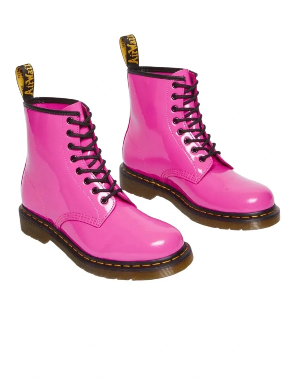 Dr. Martens 1460 Women's Patent Leather Lace Up Boots in Thrift Pink - Picture 1 of 13